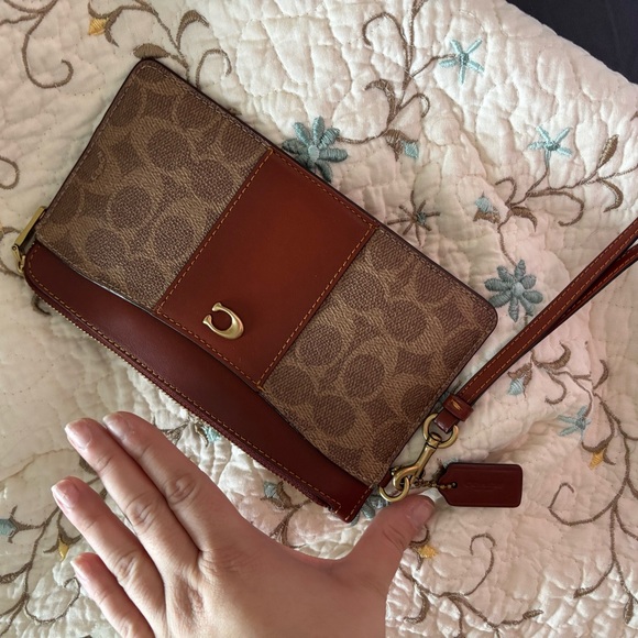 Coach Signature Wristlet in Brown - Picture 2 of 4